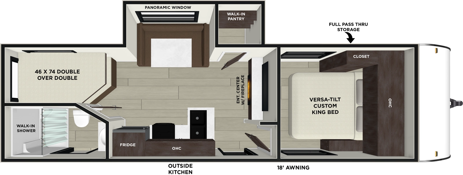 The X-Lite 240BHXL has two entries and one slide out. Exterior features include: metal exterior, 18' awning and outside kitchen. Interiors features include: bunk beds, u-dinette and front bedroom.